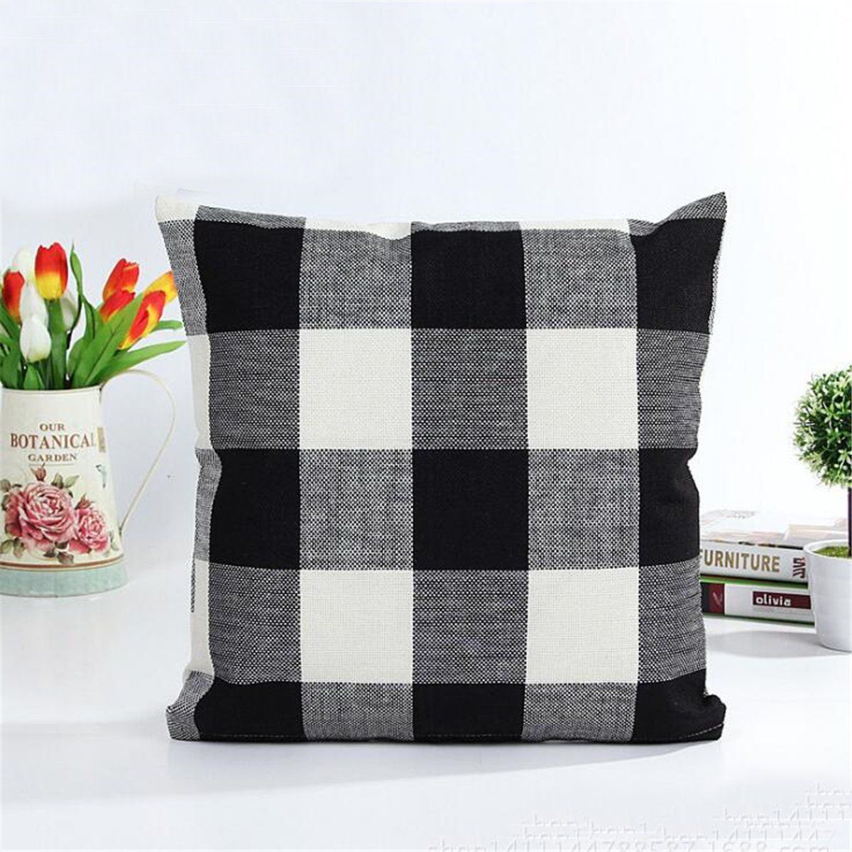 18x18 inch Retro Style Plaid Decorative Throw Pillow Case Cushion Cover Pillowslip Protector Bedr... | Walmart (US)