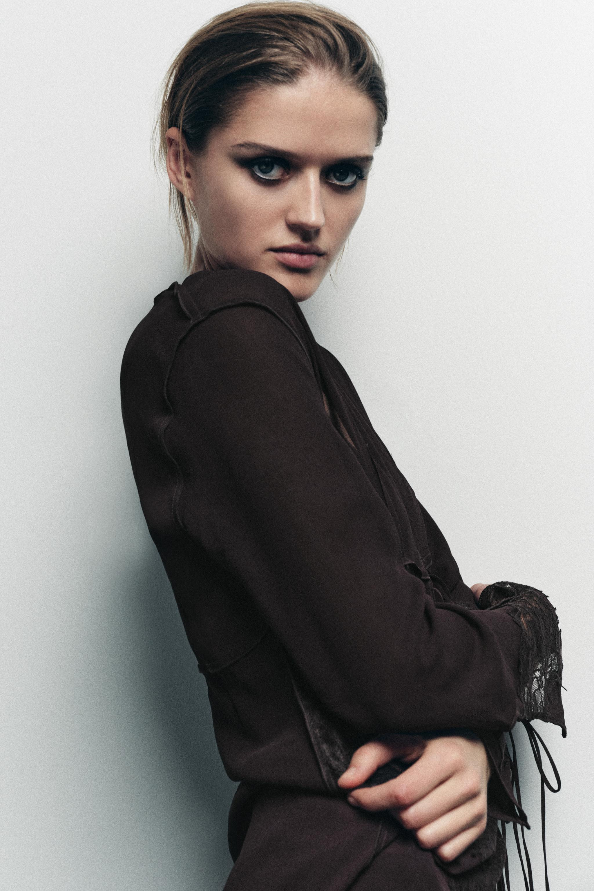 GEORGETTE LACE SHIRT WITH BOWS | Zara UK