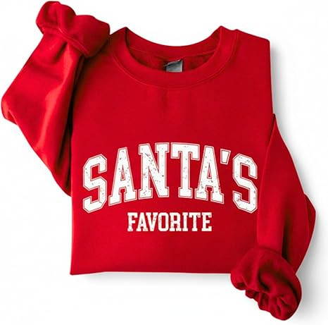 Santa's Favorite Christmas Sweatshirt for Women Men Merry Holiday Crewneck Sweater Soft Lightweig... | Amazon (US)