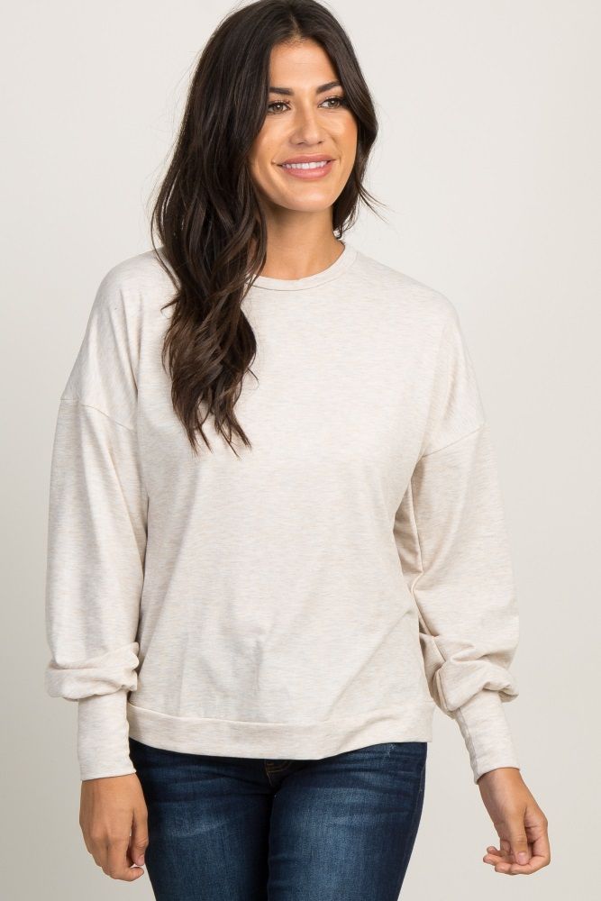 Beige Basic Long Sleeve Sweater | PinkBlush Maternity