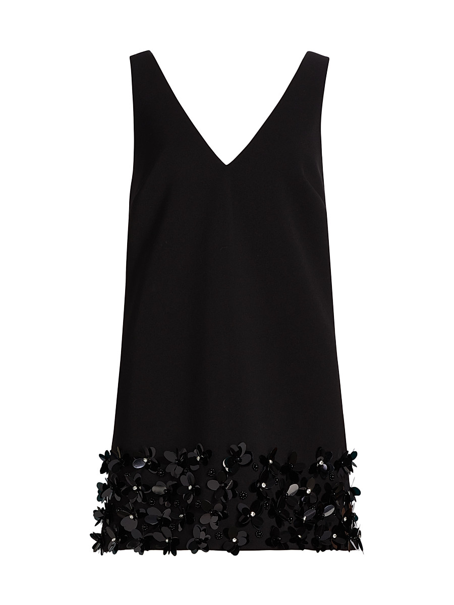 Women's Sequined Crepe A-Line Minidress - Black - Size 12 | Saks Fifth Avenue