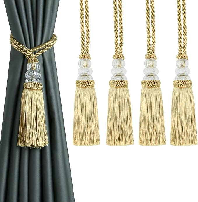 Curtain Tiebacks with Tassel, Outdoor Elegant Decorative Curtain Holdback,Modern Rope Window Curt... | Amazon (US)