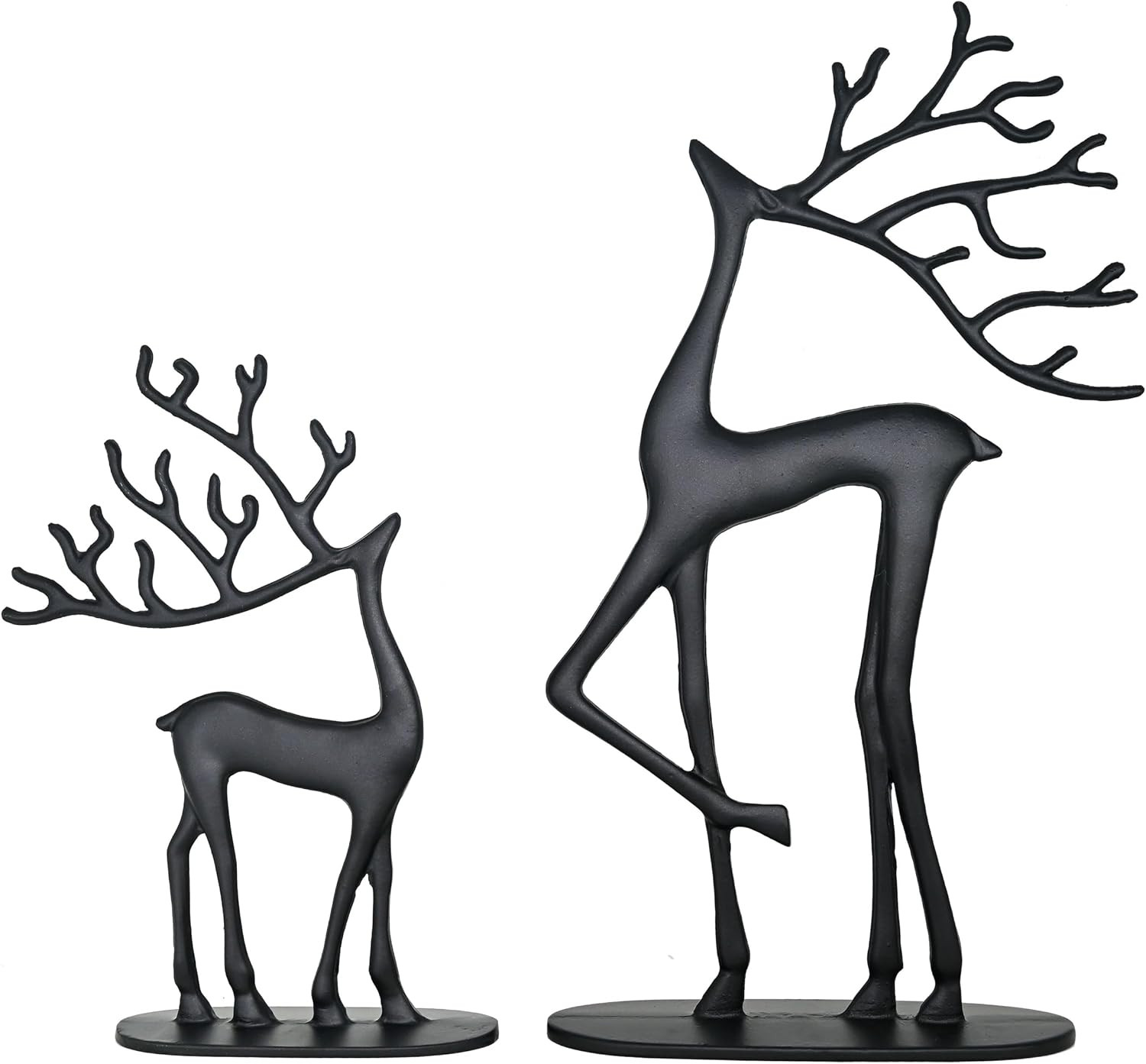 Modern Reindeer Statues Set of 2 Cast Aluminum Black Deer Sculpture Accent Figurine, Decorative, Christmas Tabletop Ornaments for Mantel Fireplace Living Room Bedroom Home Decor | Amazon (US)
