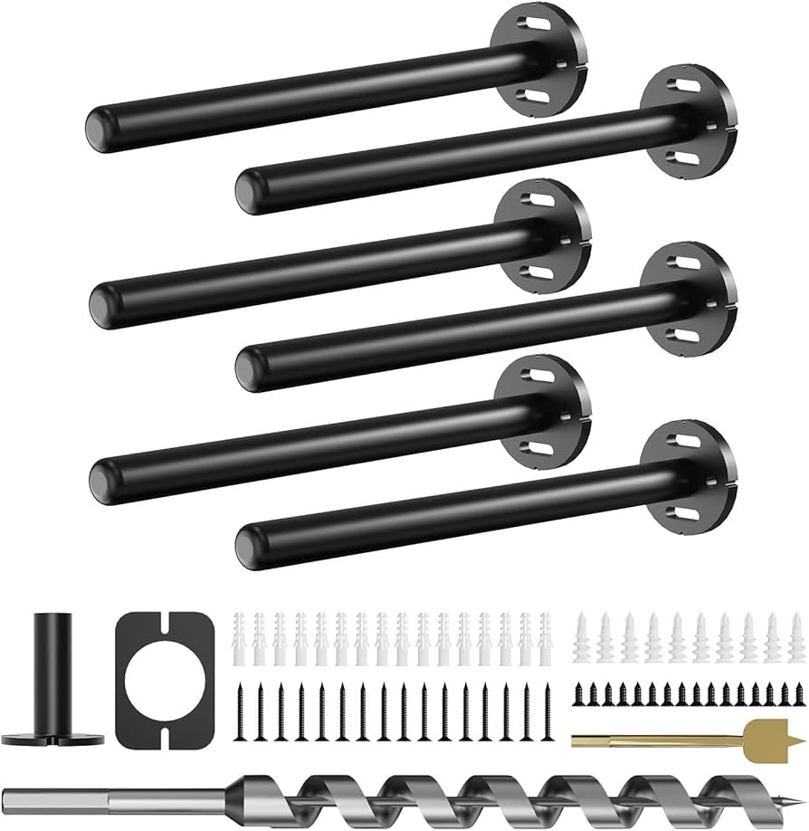 6pcs Wall Shelf Brackets Heavy Duty Floating Shelf Bracket Hidden,Invisible Black Shelving Bracke... | Amazon (US)