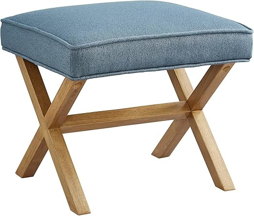 Amazon Brand - Rivet Mid-Century Modern X Square Ottoman Chair, Indigo Blue, 20"W x 18"D x 18"H | Amazon (US)