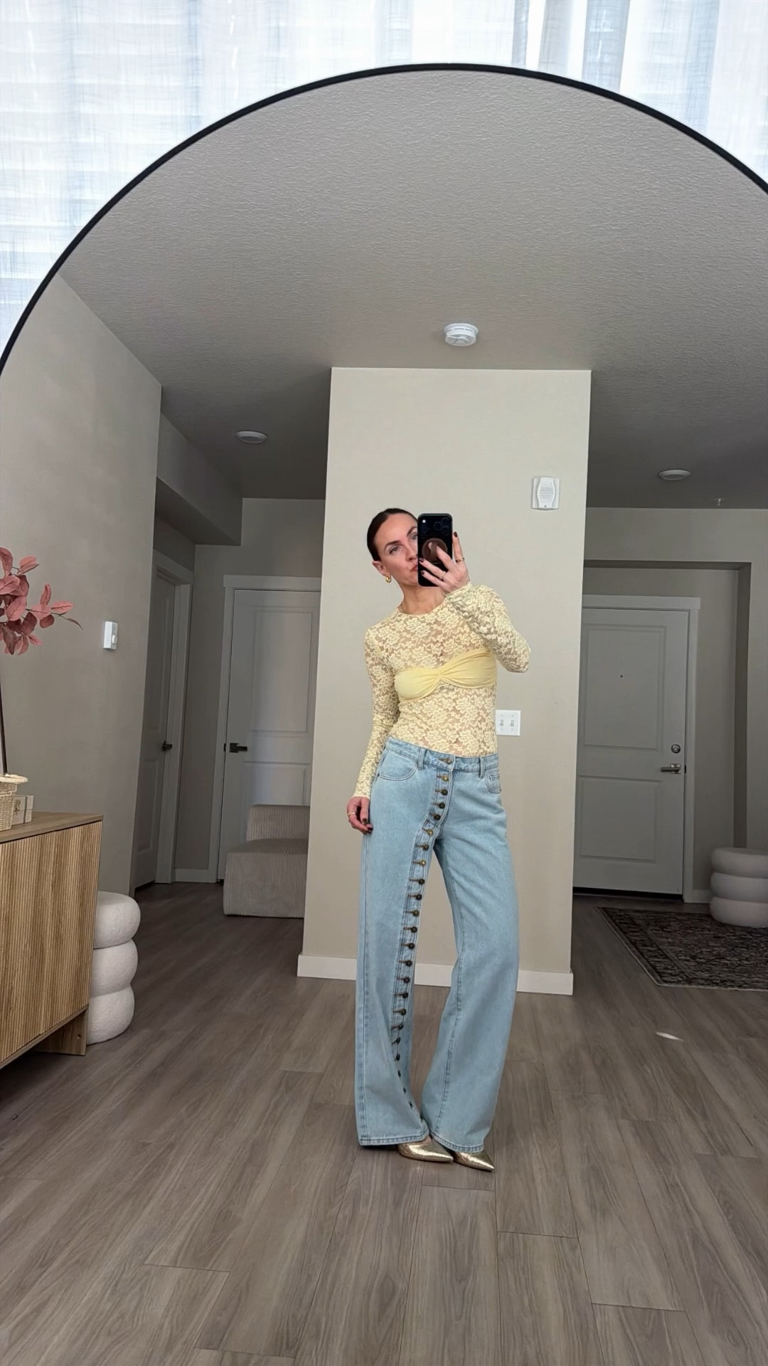 Spring date night outfit.  Going out too. Lace top 