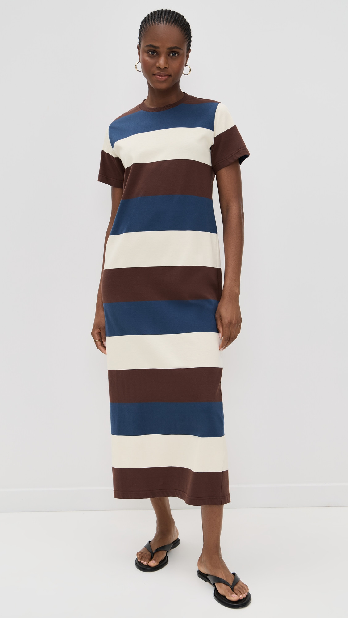 LE BOP Grace Midi Dress Chocolate/Blue/Ivory S | Shopbop