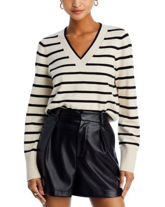 Striped V Neck Sweater - Exclusive | Bloomingdale's (US)