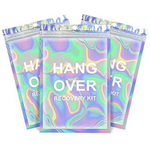 Fcuadro Hangover Kit Bags 20Pcs Holographic Hang Over Recovery Bags Bachelorette Party Supplies Gift Bags for Bach Party Favors 5X7" (Hang Over) | Amazon (US)