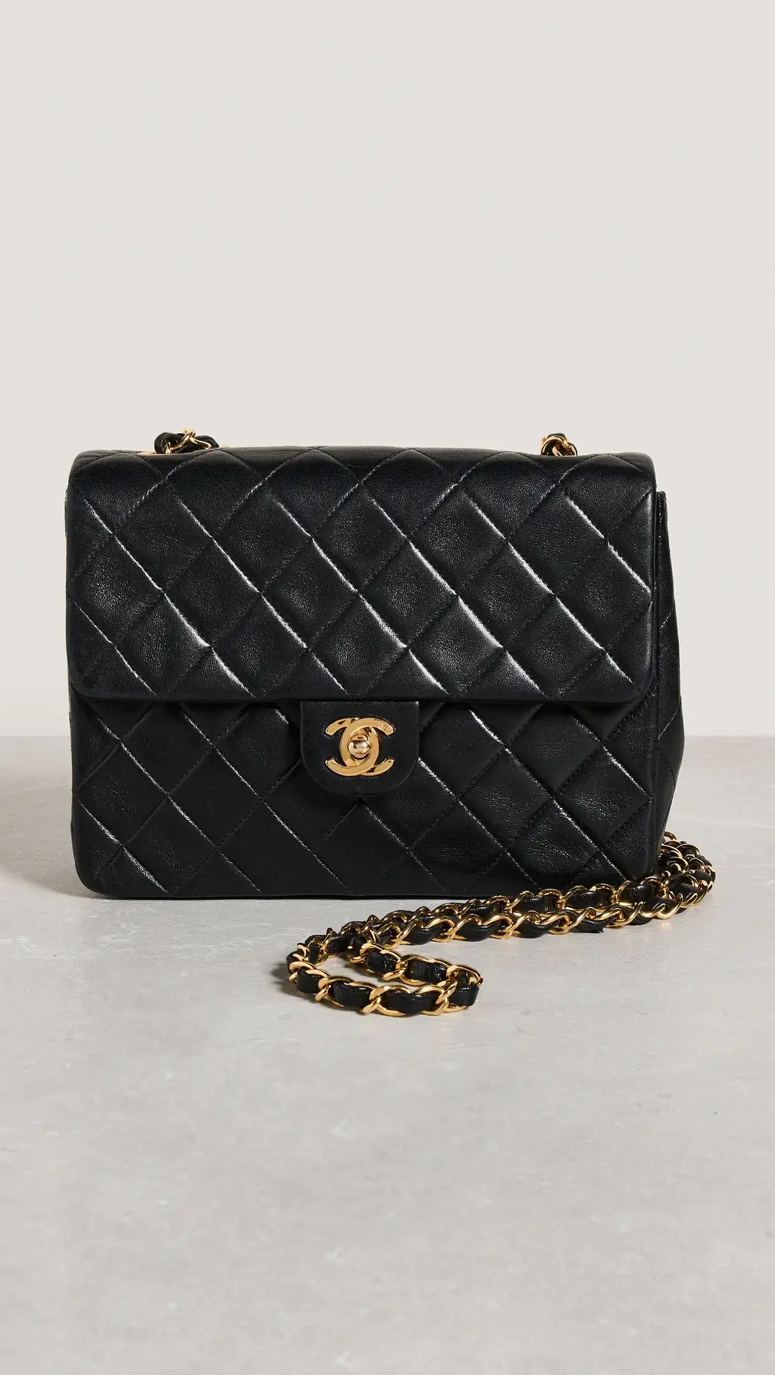 What Goes Around Comes Around Chanel Black Lambskin Half Flap Small Bag | Shopbop | Shopbop