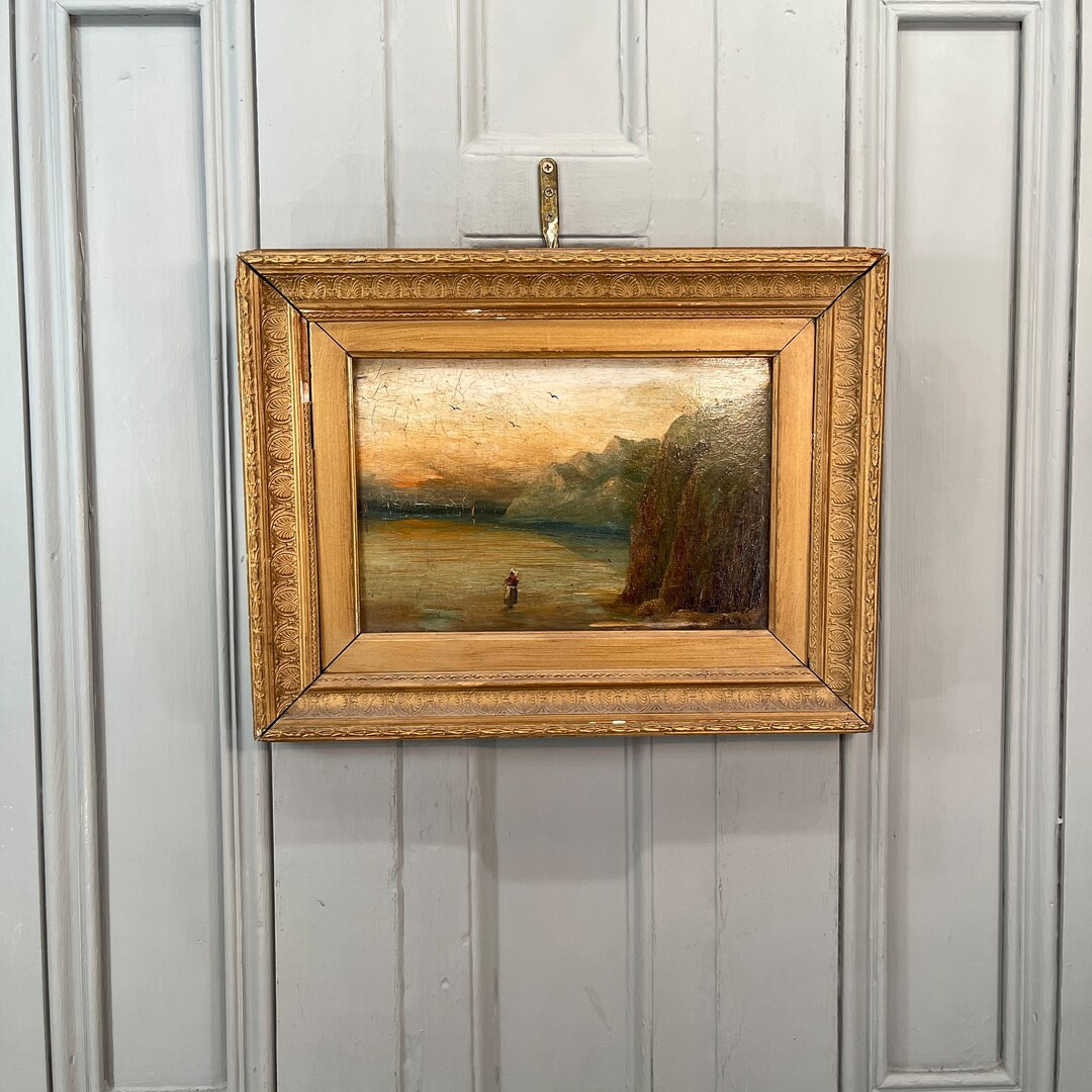 Antique Coastal Landscape of Lone Figure on the Shore Entitled Waiting Signed W Francis 1887 - Et... | Etsy (UK)