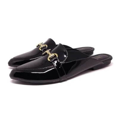 Mule Todo Glamour Bico Fino Verniz Enfeite Casual Preto | Dafiti (BR)