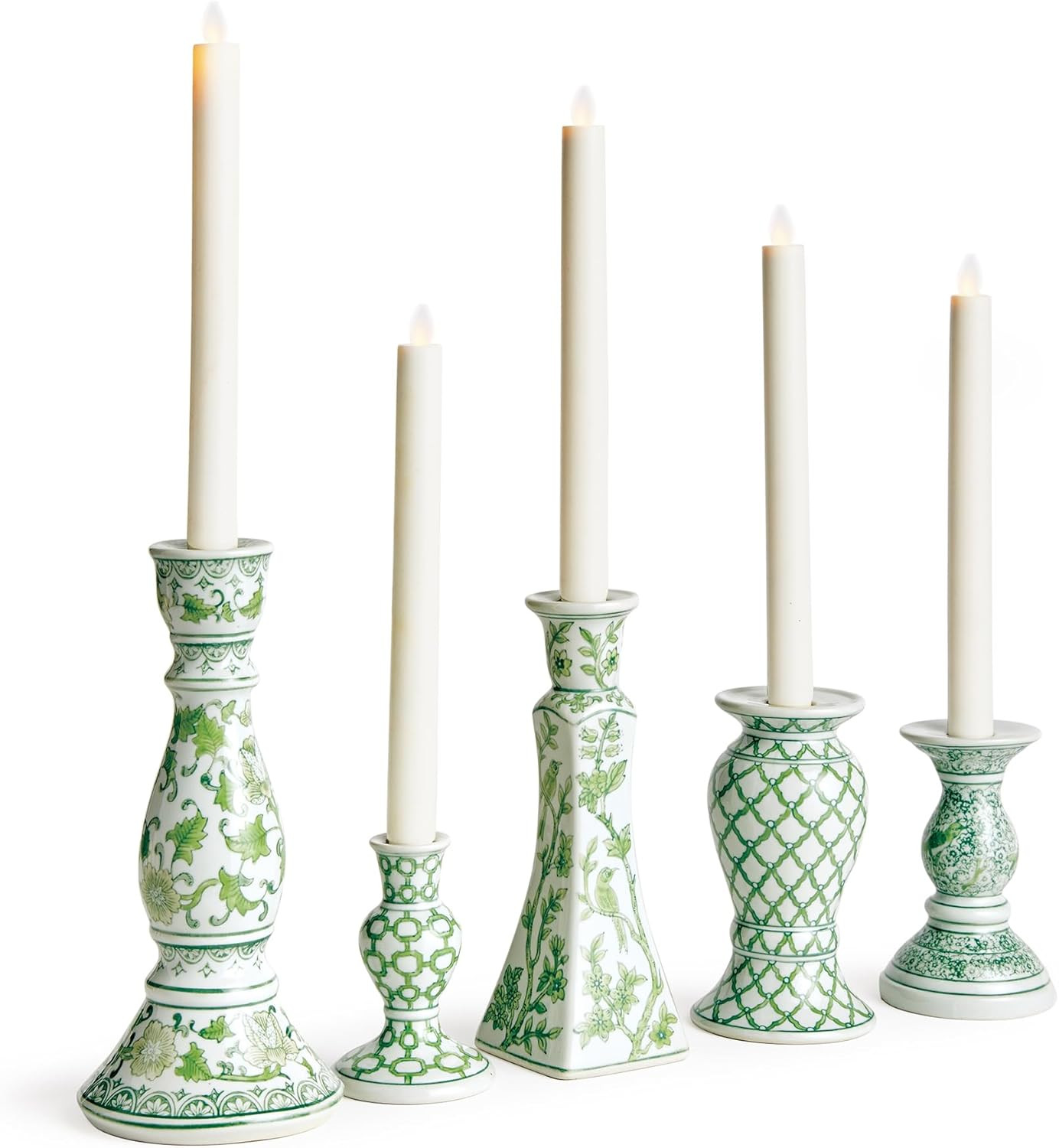 NAPA Home & Garden Napa Imperial Taper Holders Set of 5, Green/White | Amazon (US)