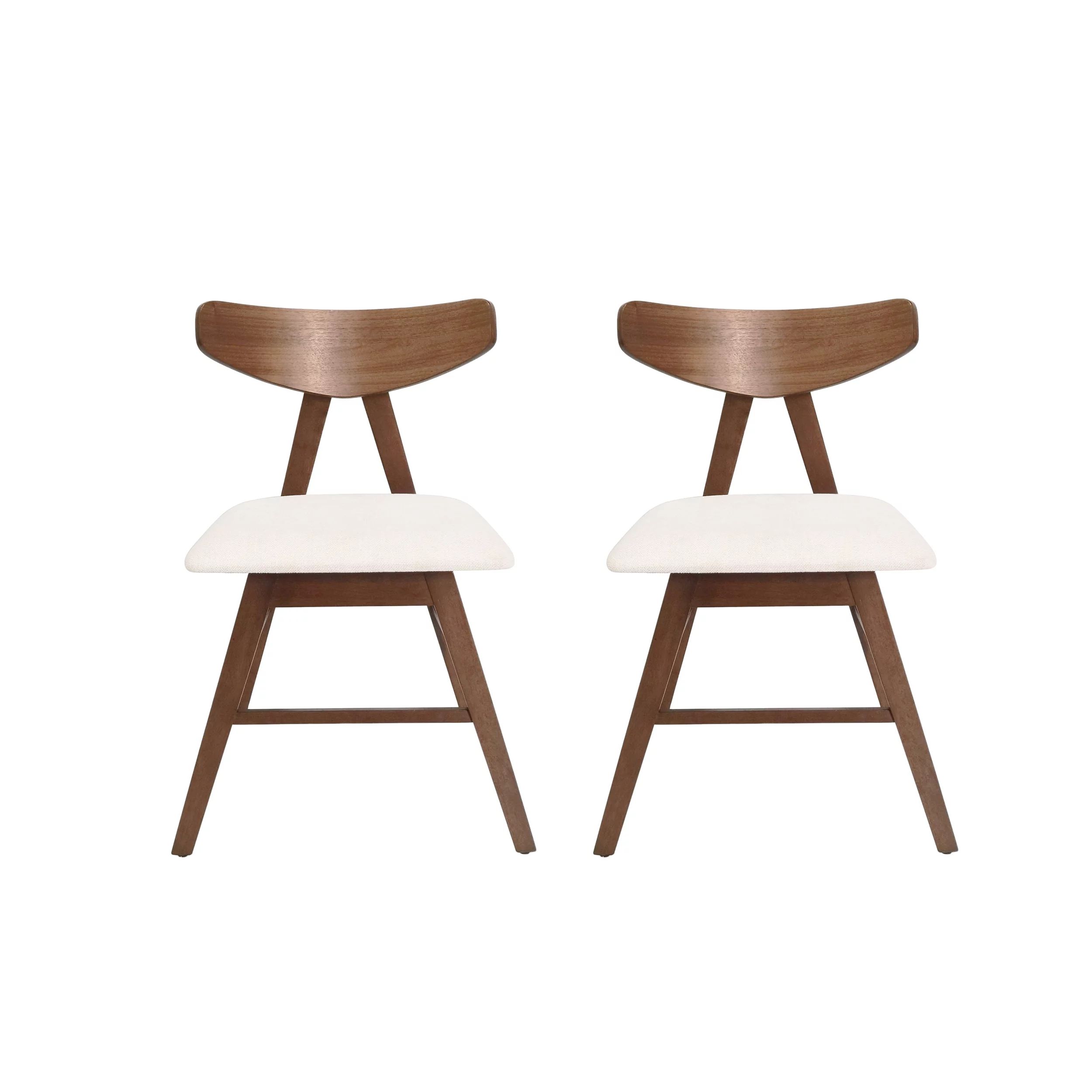 Noble House Marten Mid Century Modern Fabric Dining Chairs, Set of 2, Light Beige | Walmart (US)