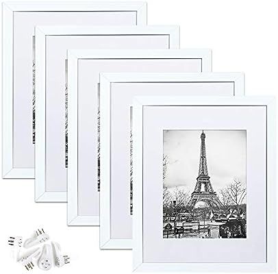 upsimples 11x14 Picture Frame Set of 5,Display Pictures 8x10 with Mat or 11x14 Without Mat,Wall G... | Amazon (US)