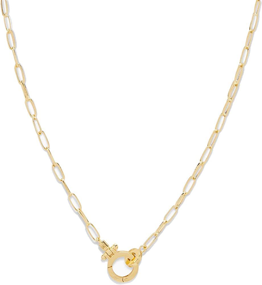 gorjana Women's Parker Mini Paperclip Link Chain Necklace, 18K Gold Plated, Chunky Clasp | Amazon (US)