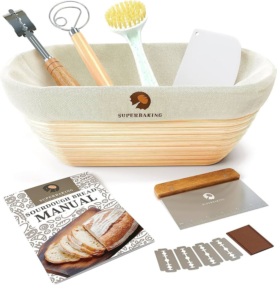 Superbaking Banneton Bread Proofing Basket Set, Oval 10" Sourdough Proofing Basket for Bread Maki... | Amazon (US)