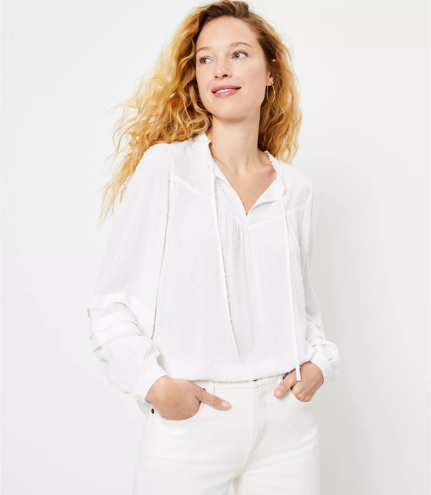 Clip Pleated Sleeve Blouse | LOFT | LOFT