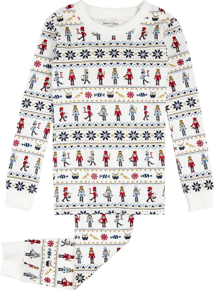 FIRSTS by Petit Lem Kids' Nutcracker Fair Isle Fitted Two-Piece Organic Cotton Pajamas | Nordstro... | Nordstrom