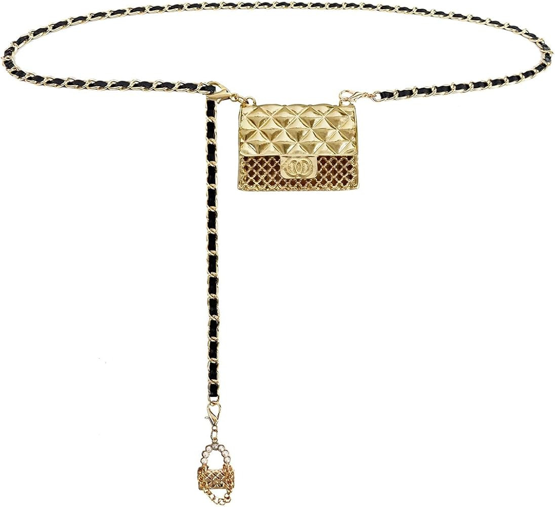 Mini Chain Belt Purse Gold Waist Bag for Women Detachable Fashionable Trendy Fanny Pack for Dress... | Amazon (US)