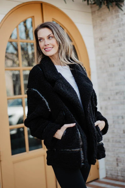 Black Sherpa Teddy Jacket Women's | Katydid