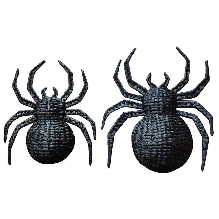 Set of 2 Handwoven Black Rattan Spider Wall Decor \u2013 Halloween or Gothic Accent | Walmart (US)
