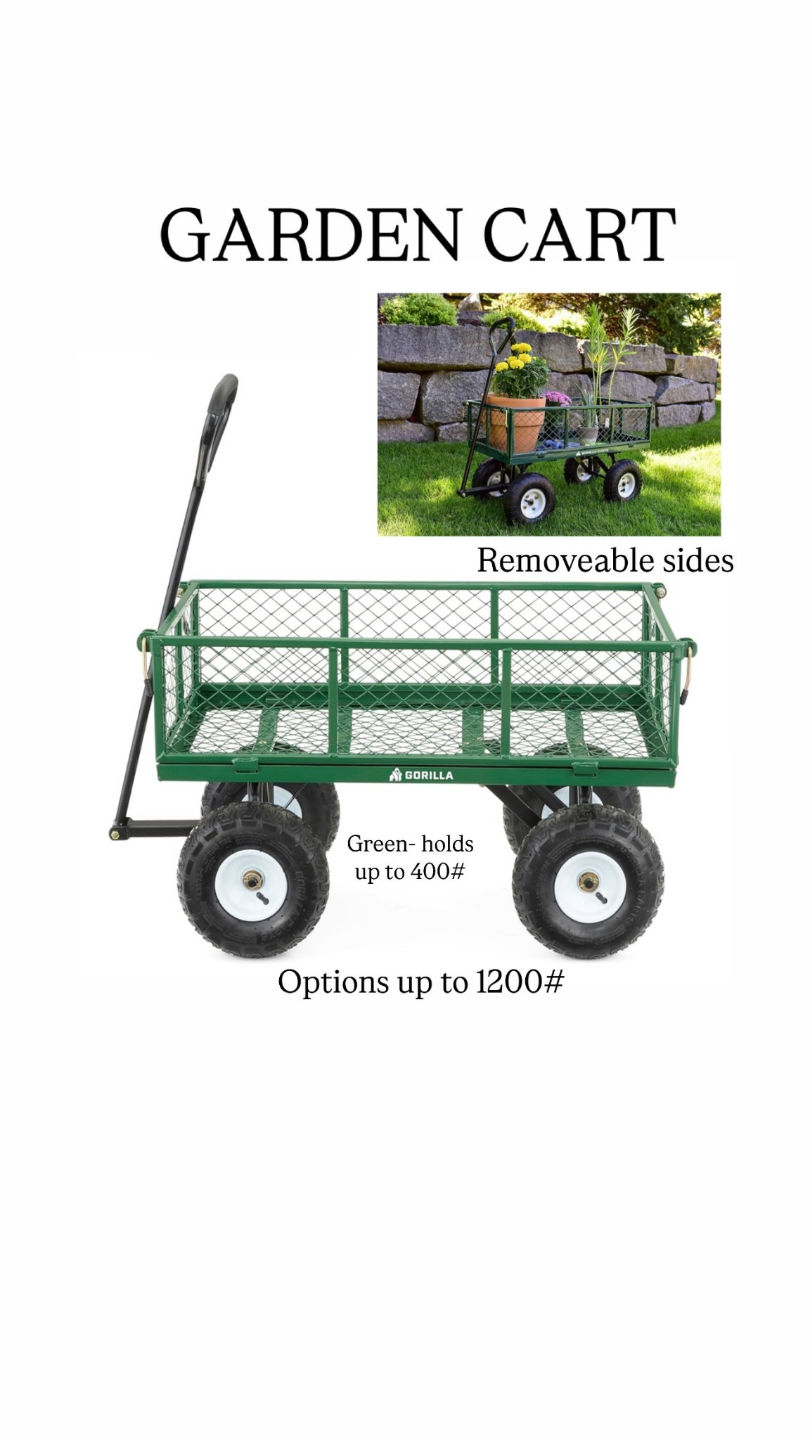Another great Mother’s Day gift idea:

Garden cart- make moving plants, soil and more - so much easier 

Sizes that hold from 400 # up to 1200 #

#LTKSeasonal #LTKHome #LTKGiftGuide