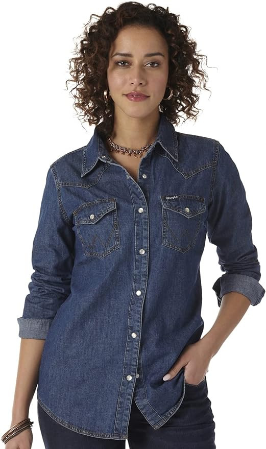 Wrangler Women's Denim Snap Shirt | Amazon (US)