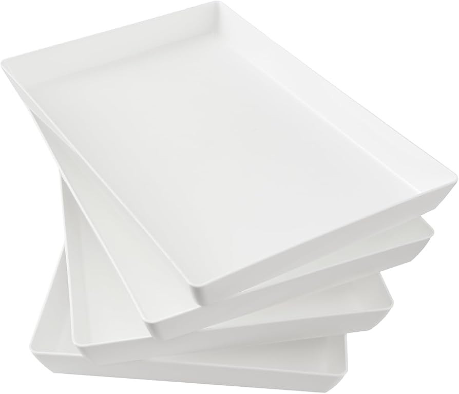 US Acrylic White Plastic Serving Trays (Set of 4) 15\u201d x 10\u201d | Large Unbreakable Reusabl... | Amazon (US)