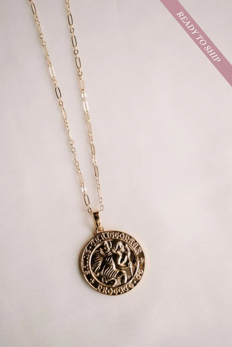 24k Gold Filled Saint Christopher Necklace: Catholic Jewelry Gift - Etsy | Etsy (US)