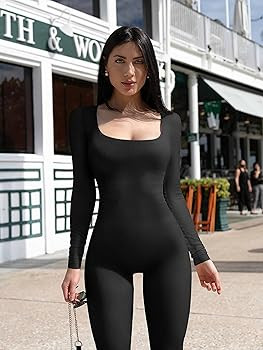 OQQ Women Yoga Jumpsuits Workout Ribbed Long Sleeve Sport Jumpsuits | Amazon (US)