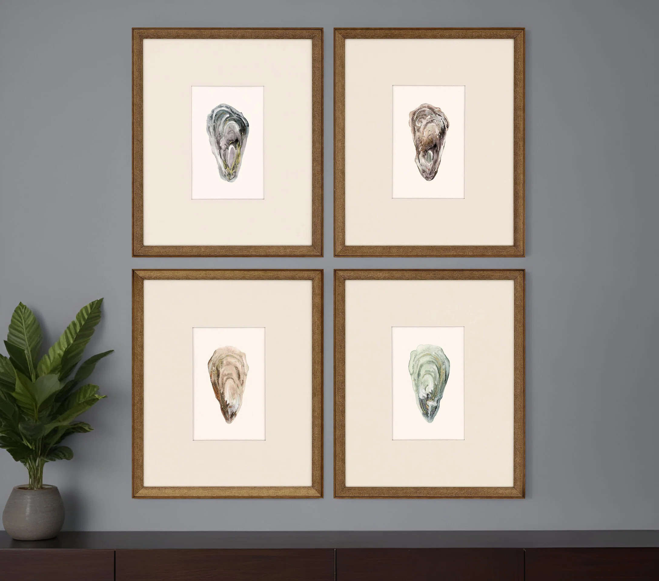 Set Of Four Ocean Blades Gold Framed Print Wall Art | Wayfair North America