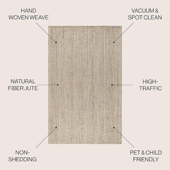 JONATHAN Y NRF102B-5 Pata Hand Woven Chunky Jute Light Ivory 5 ft. x 8 ft. Area-Rug, Farmhouse, E... | Amazon (US)