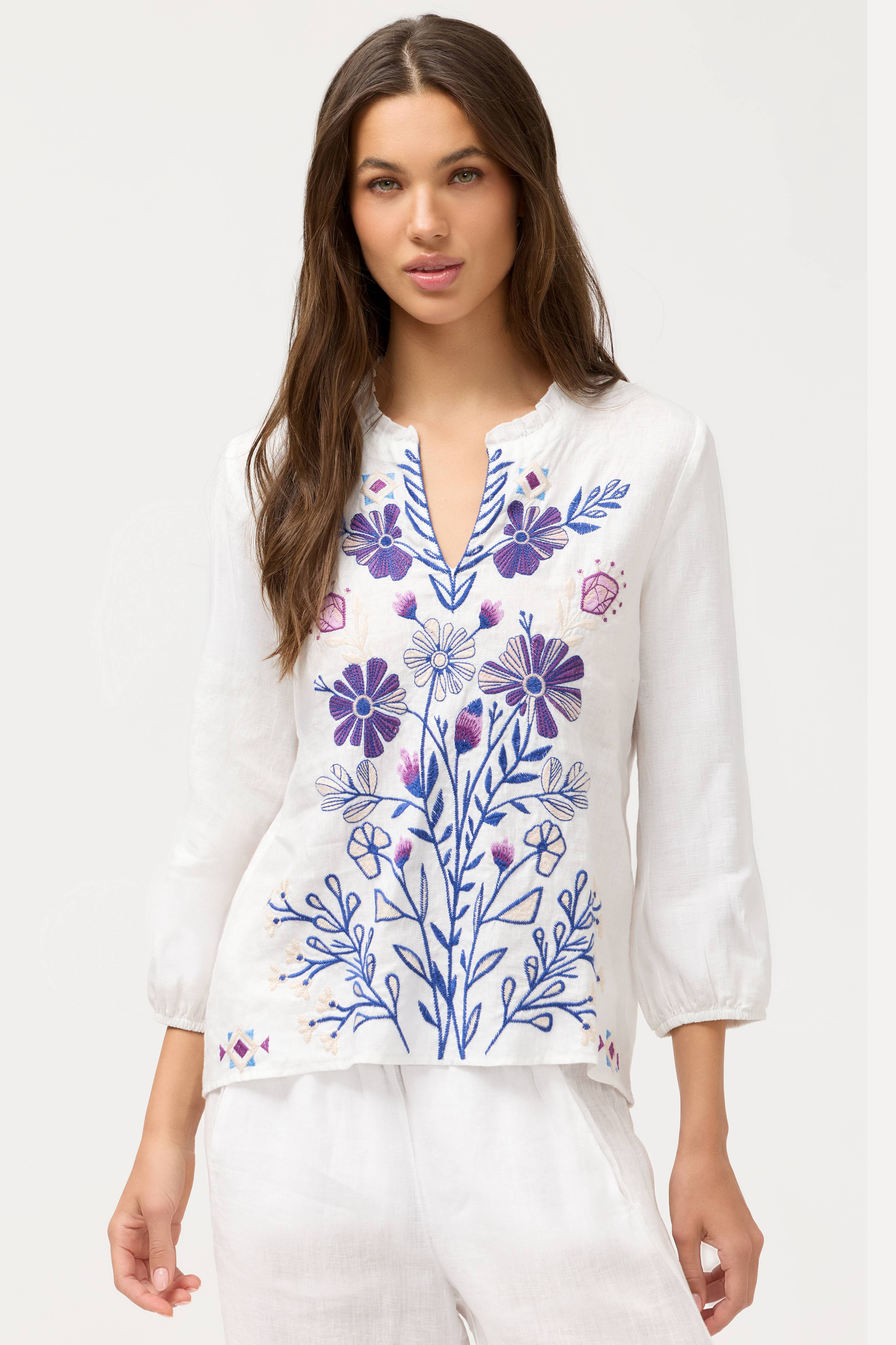 RUFFLE FIELD BLOUSE
                                
                                    
       ... | Johnny Was