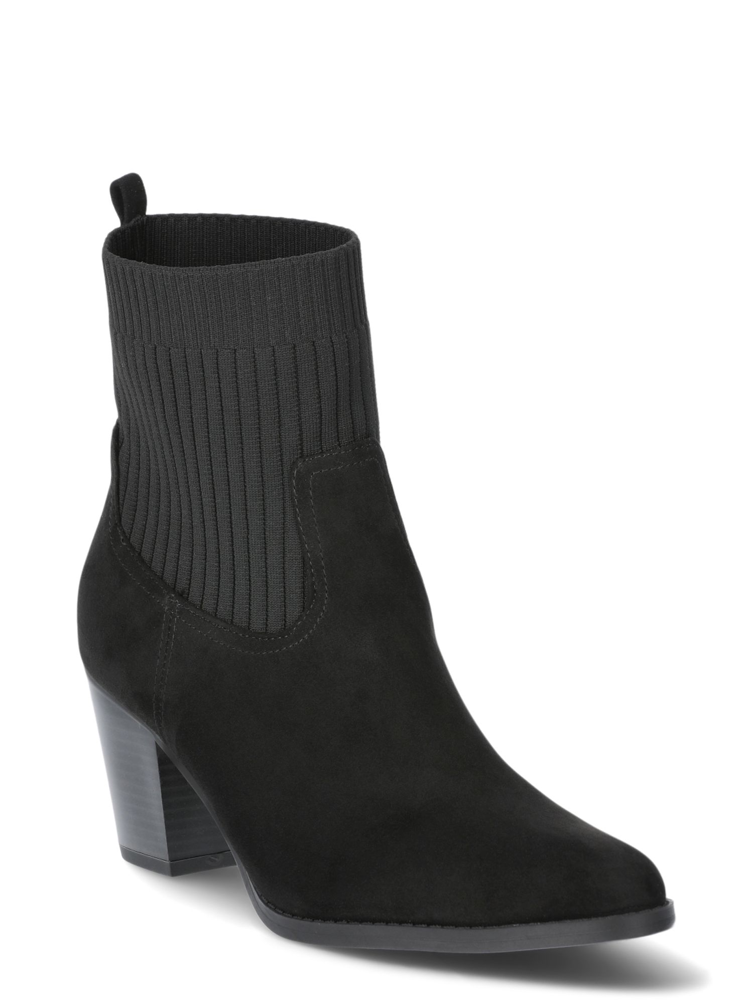 Time and Tru Women's Faux Suede Knit Ankle Boots, Sizes 6-11 | Walmart (US)