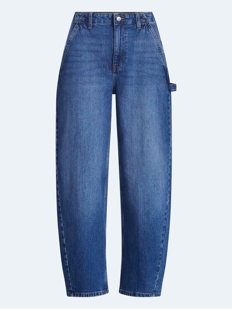 Free Assembly Women's High Rise Cropped Carpenter Barrel Jeans, 26" Inseam, Sizes 0-16 | Walmart (US)