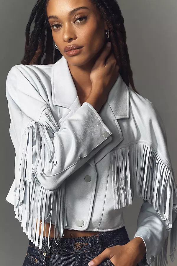Pilcro Faux-Suede Fringe Moto Jacket | Anthropologie (US)