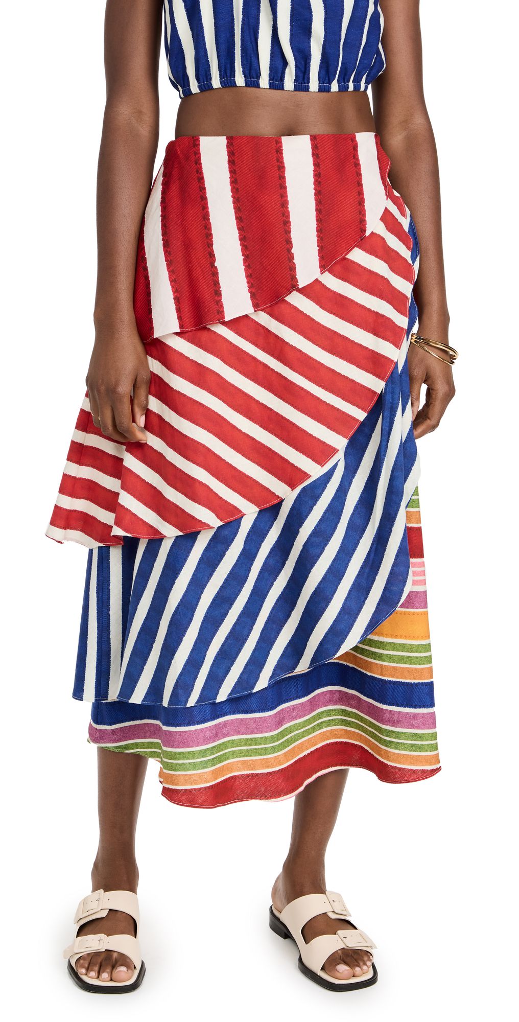 Amazing Stripes Frilled Midi Skirt | Shopbop