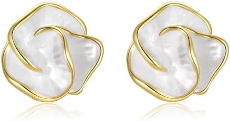 Gold Flower Statement Earrings for Women, Large Chunky Bohomian Summer Beach Floral Earring, Irre... | Amazon (US)