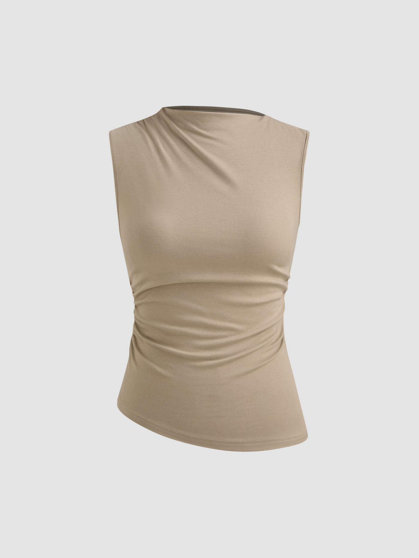 Asymmetrical Neck Ruched Tank Top | Cider