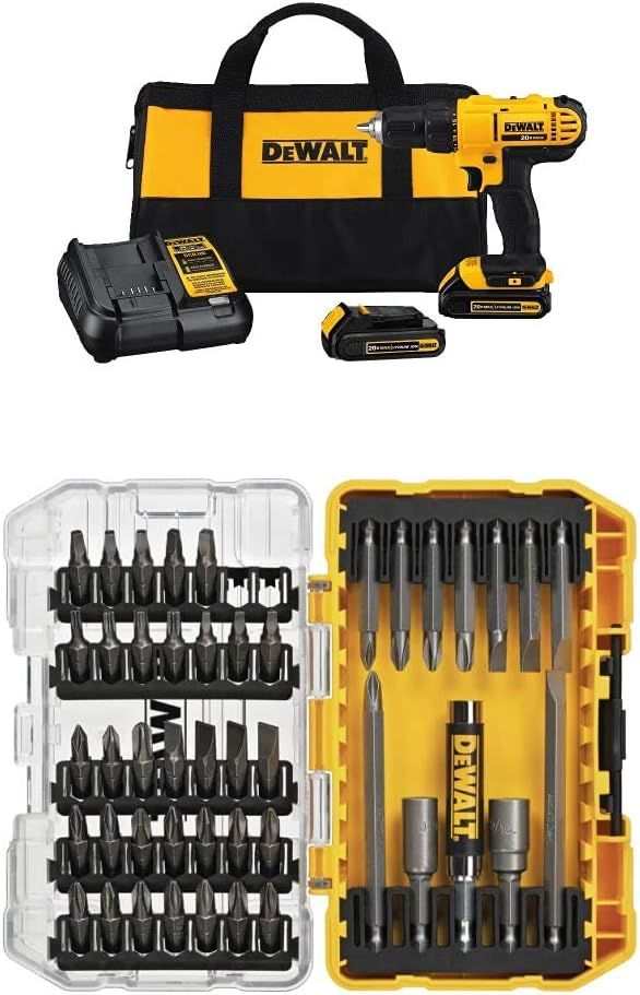 DEWALT DCD771C2 20V MAX Lithium-Ion Compact Drill/Driver Kit with DW2166 45-Piece Screwdriving Se... | Amazon (US)