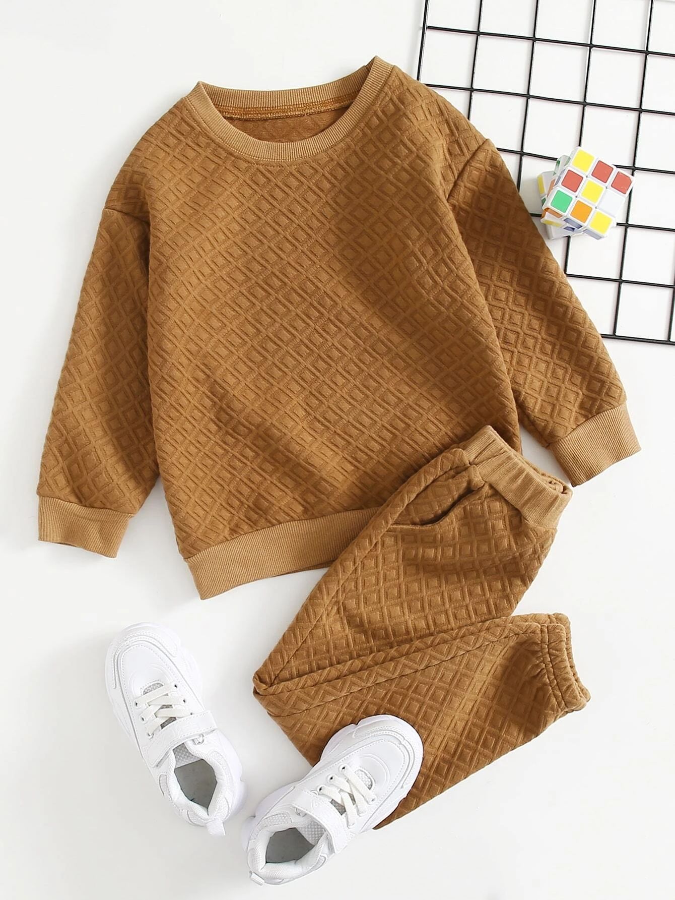 Toddler Boys Solid Drop Shoulder Sweatshirt With Sweatpants | SHEIN