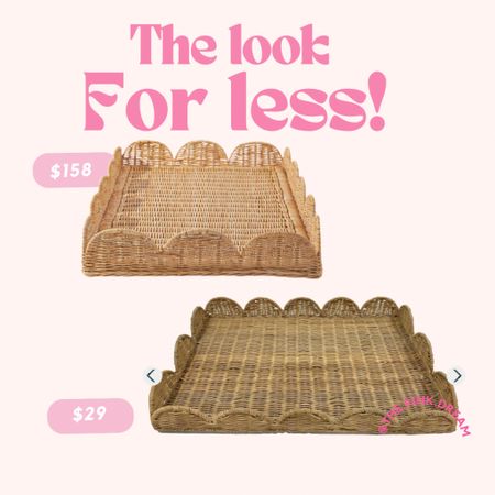 Scalloped rattan tray for less! 