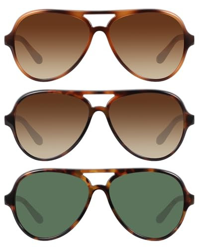 YDAOWKN Classic Aviator Sunglasses for Women Men Retro Double Bridge Womens Mens Aviators Shades Sun Glasses | Amazon (US)