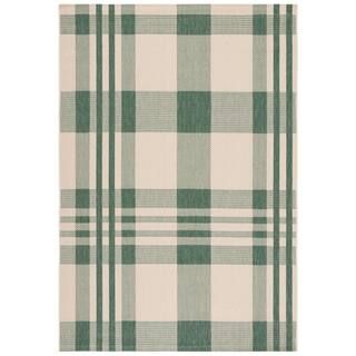 SAFAVIEH Courtyard Green/Beige 3 ft. x 5 ft. Plaid Indoor/Outdoor Patio  Area Rug CY6201-322-3 - ... | The Home Depot