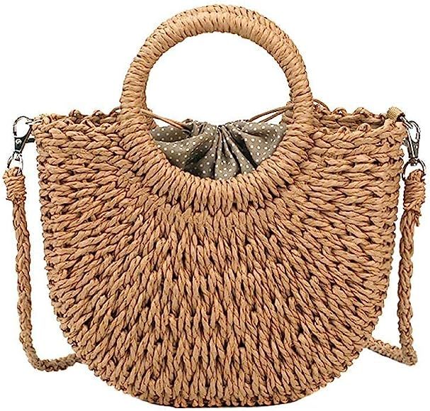 FENBEN Women Straw Crossbody Bag Summer Beach Weave Shoulder Bag Rattan | Amazon (US)