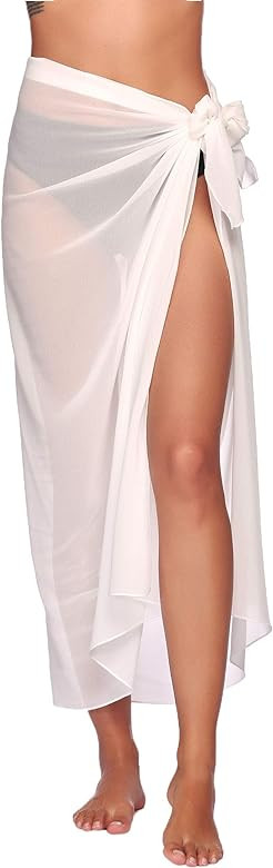 Ekouaer Sarong Swimsuit Coverup for Women Chiffon Long Beach Tie Wrap Skirt Sexy Bikini Sheer Sca... | Amazon (US)