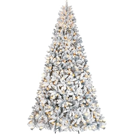 Christmas Tree 7.5 ft with 10 Function White & Colorful Lights, Easy Assembly Flocked Christmas T... | Amazon (US)