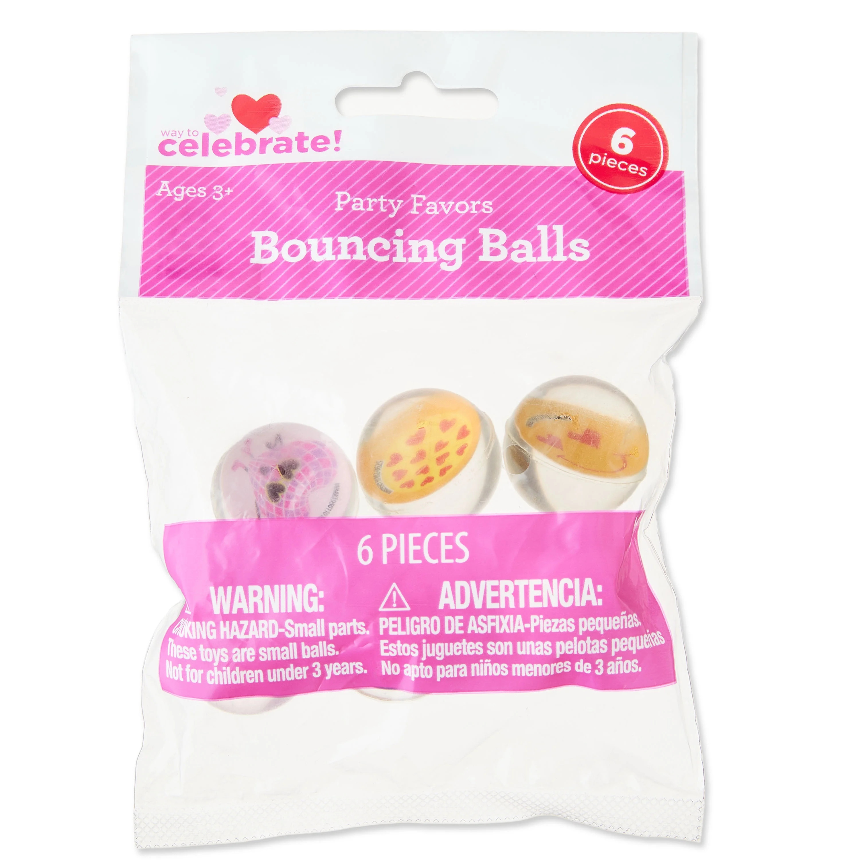 Bouncing Balls Party Favors, Multicolor, 6 Count, Valentine's Day by Way To Celebrate | Walmart (US)