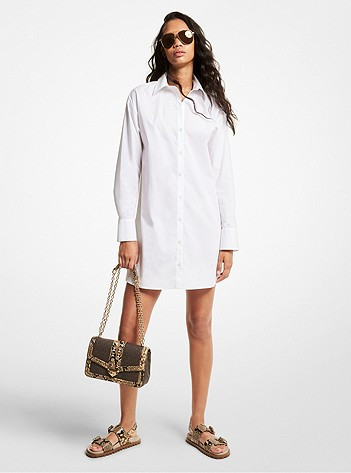 Stretch Cotton Poplin Shirtdress | Michael Kors US